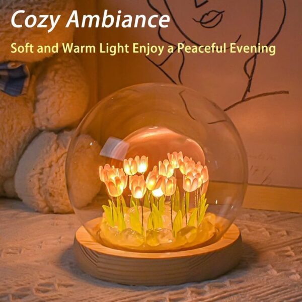LED Tulip Night Light with Wooden Base - Image 5