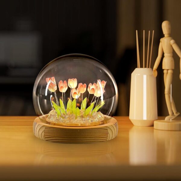 LED Tulip Night Light with Wooden Base - Image 6