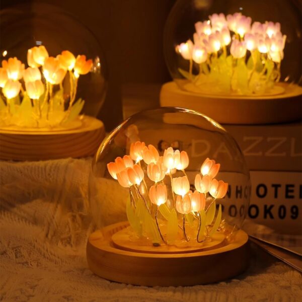 LED Tulip Night Light with Wooden Base - Image 7
